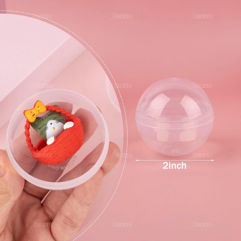 AUEAR , 50 Pack Translucent Small Round Capsules 2 Inch Vending Machine Empty Plastic Gumball Containers for Party Favor Prize - Image 5